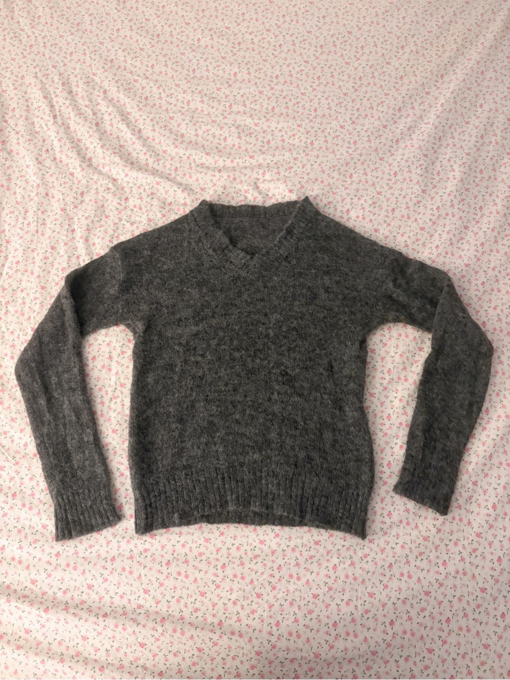Classic Women's Gray V-Neck Sweater